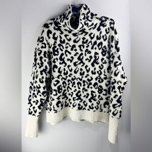 UGG Sage Black and White Leopard Turtleneck Sweater